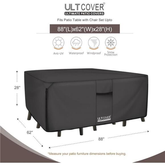 600D Tough Canvas Heavy Duty Rectangular Patio Table and Chair Cover - Picture 3 of 7